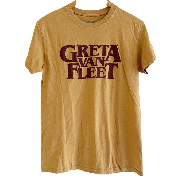 Greta Van Fleet Unisex T-Shirt Logo Old Gold Size Small Band Tee Rock - Picture 1 of 4